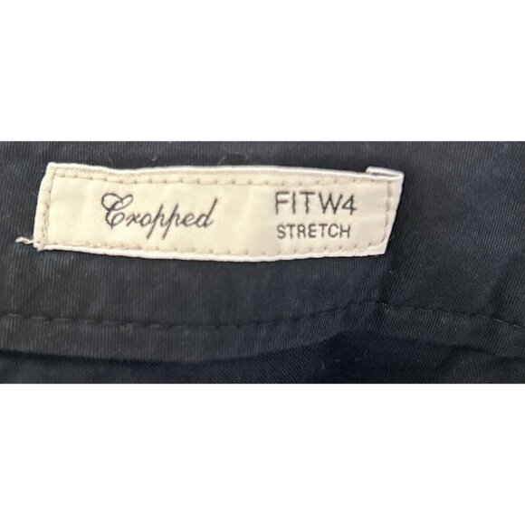 WEEKEND MAX MARA Cropped Straight Leg Pants Stretch Cotton Black Size 14 - Picture 8 of 10